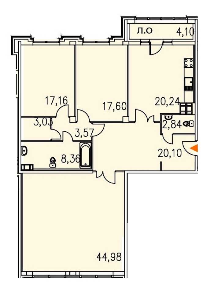 Трехкомнатная квартира в : площадь 140.33 м2 , этаж: 4 – купить в Санкт-Петербурге